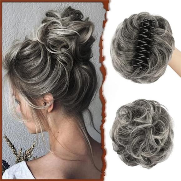 Women's Claw Clip Messy Bun Hair Piece Wavy Curly Hair Bun Clip in Claw - Picture 1 of 5